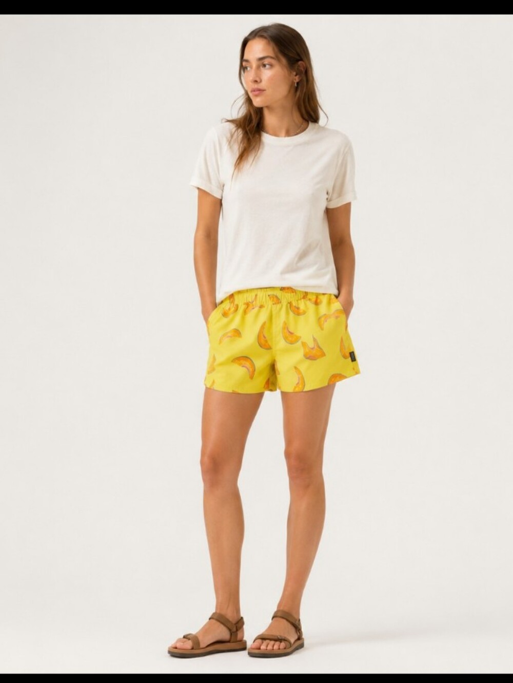 Patagonia Yellow Fruit-Print Women's Athletic Shorts